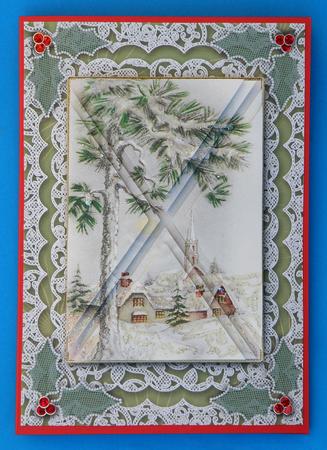 Christmas Morning A5 Lace Card Front Side Step Stacker by Suzi Cooper