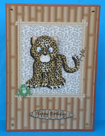 Cute Leopard Quick Card Front with Decoupage by Suzi Cooper