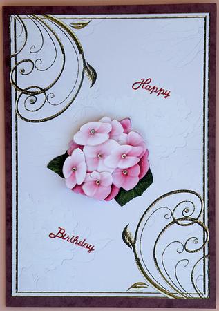 Embossed Roses and Gold Swirls A4 Card Front in Lilac by Suzi Cooper