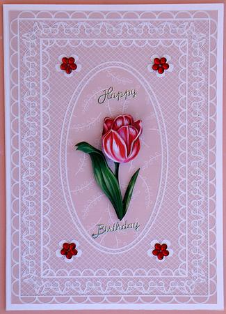 Butterfly Lace A4 Card Front in Pale Pink by Suzi Cooper