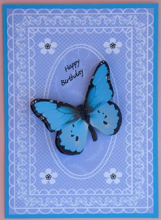 Butterfly Lace A4 Card Front in Turquoise by Suzi Cooper