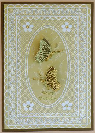 Butterfly Lace A4 Card Front in Beige by Suzi Cooper