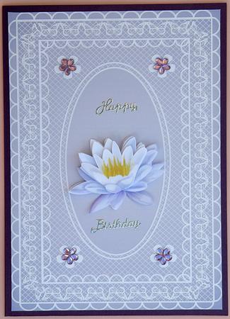Butterfly Lace A4 Card Front in Blue Gradient by Suzi Cooper