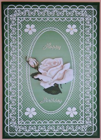 Butterfly Lace A4 Card Front in Green Gradient by Suzi Cooper