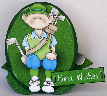 Sitting Golfing Doodles Shaped 3D Card by Suzi Cooper