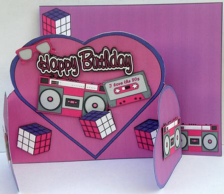 Go Back in Time 80's Birthday Kit, Stand Up Card by Suzi Cooper