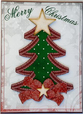Merry Christmas Tree Decoupage in Red and Green by Suzi Cooper