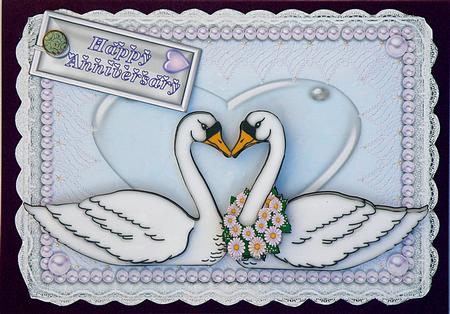 Swans Partners for Life Wedding or Anniversary Decoupage by Suzi Cooper