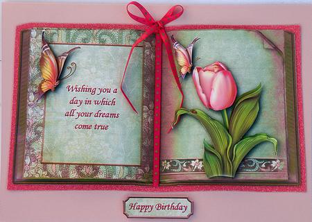 Tulip and Butterflies Book Sheet with Decoupage by Suzi Cooper