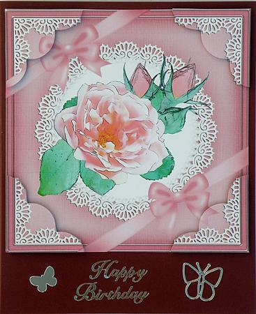 8 x 8 Rose and Lace Scalloped Corner Topper by Suzi Cooper