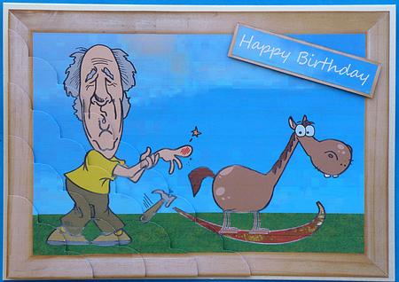 The Rocking Horse Carpenter Shell Edged Corner Stacker Card by Suzi Cooper