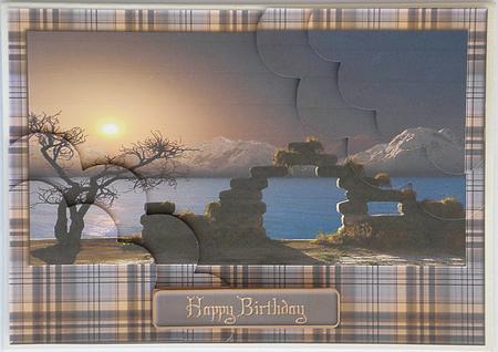 Sunset Lake with Wavy Edge Duo Corner Stacker by Suzi Cooper