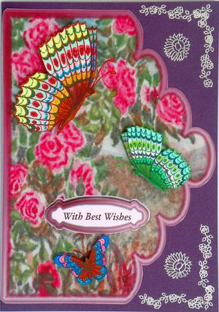 Butterflies and Roses Scallop Edge Card Front by Suzi Cooper