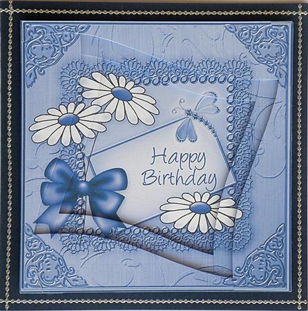 Daisies on Metallic Lace Quick Card Wavy Spiral Side Stacker by Suzi Cooper