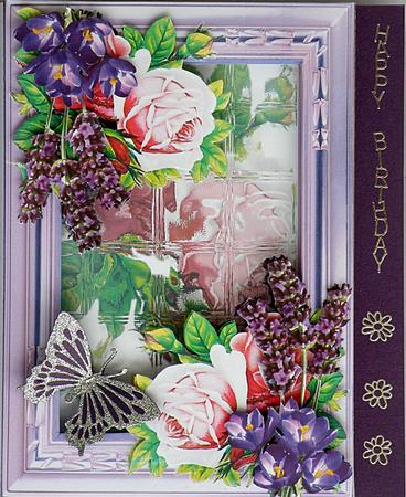 Inside Out Card Vintage Roses Lavender and Crocus by Suzi Cooper