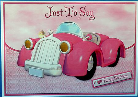 Just to Say - pink Toon Car with Topper by Suzi Cooper