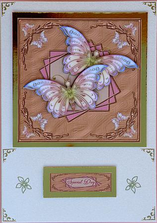 Pearly Glass Butterflies in Copper Frame by Suzi Cooper