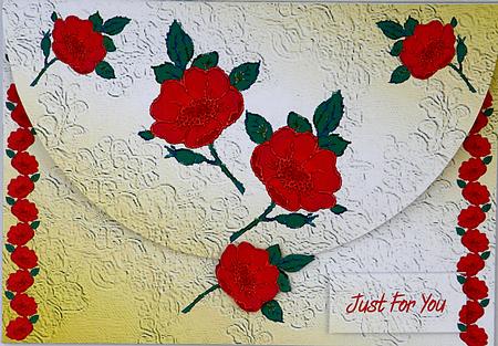 Red Silk Flower A5 Gift Envelope Card Kit by Suzi Cooper