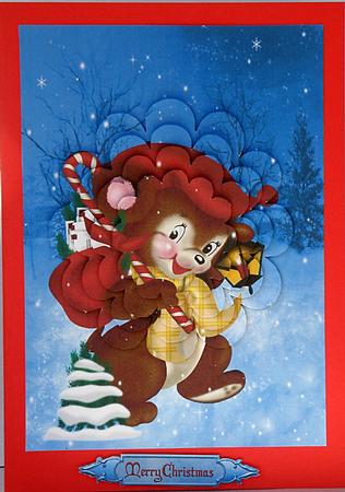 Christmouse Post-mouse with Flower Shaped Pyramage by Suzi Cooper