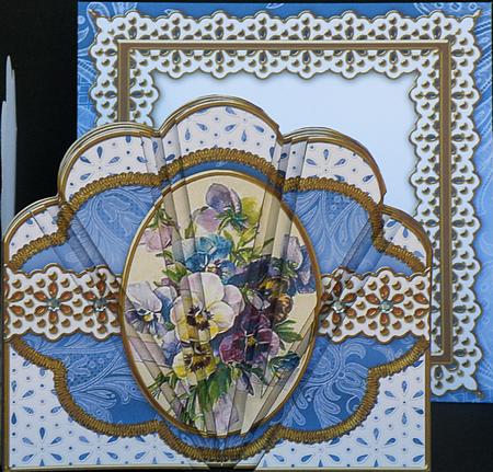 Blue Pansies Embroidery Anglaise Scallop Deco Stacker by Suzi Cooper