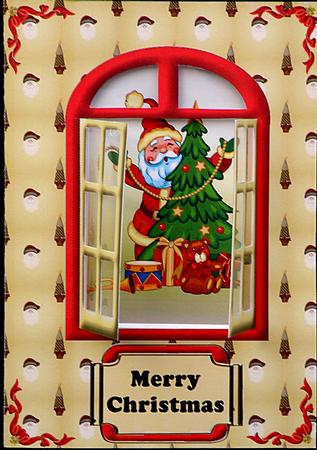 Arched Window 3D Card - Santa with Tree by Suzi Cooper