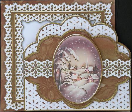 Snowy Village Anglaise Scallop 3D Decoupage Card Kit by Suzi Cooper