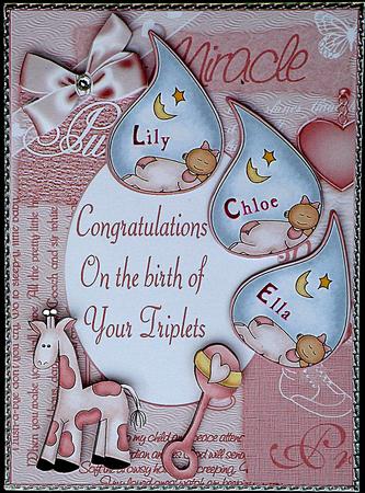 Triplets Girls Congratulations by Suzi Cooper