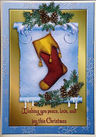 Snowy Ice Pine Stocking with Decoupage by Suzi Cooper