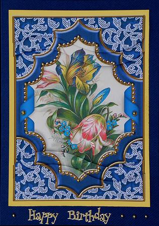 Blue Tulips Ornate 7x5in Swirvey Top and Bottom Stacker by Suzi Cooper