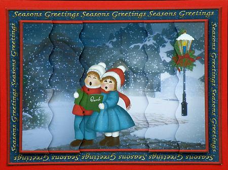 Carollers on a Winters Night Wavey Side Stacker by Suzi Cooper