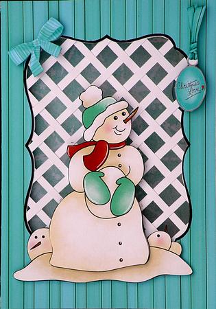Aqua Snowman Trellis Card Kit by Suzi Cooper