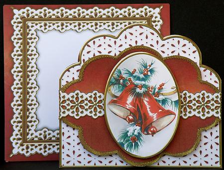 Christmas Bells Em Anglaise Scalloped 3D Decoupage Card Kit by Suzi Cooper