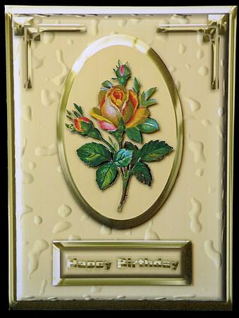 Vintage Rose Happy Birthday Card Front by Suzi Cooper