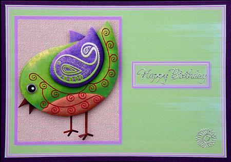 Paisley Bird on Green Card Front by Suzi Cooper