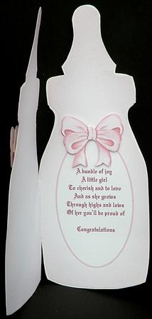 Pink Baby Bottle - Folded Insert for Baby Girl by Suzi Cooper
