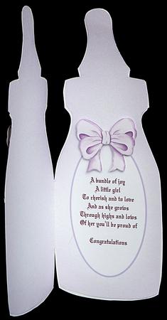 Purple Baby Bottle - Folded Insert for Baby Girl by Suzi Cooper