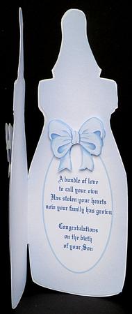 Blue Baby Bottle - Folded Insert for Baby Boy by Suzi Cooper