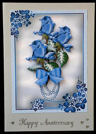 Blue Roses and Pearls for You by Suzi Cooper