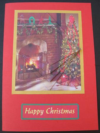 Christmas Fireplace Decreasing Diamonds Card by Suzi Cooper