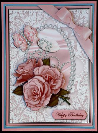 Pink Roses Lace Satin and Pearls by Suzi Cooper
