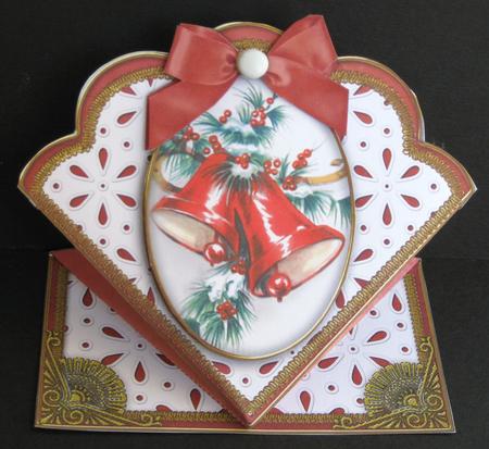 Christmas Bells Lace Scallop Spring Decoupage Card by Suzi Cooper
