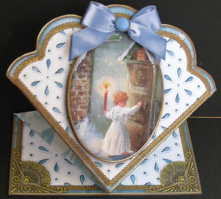Choirboy Knocking Anglaise Scallop Spring Decoupage Card by Suzi Cooper