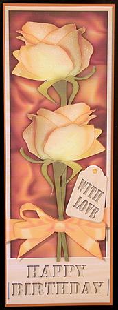 Large Dl Birthday Roses in a Box Quick Card 3D Decoupage by Suzi Cooper