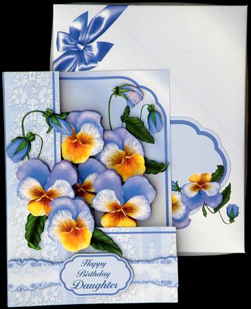 Flower Boxes 3D Card Kit - Blue Pansies by Suzi Cooper