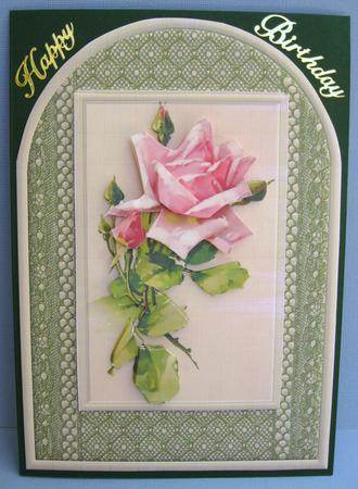 Pink Rose Shaped Card Front by Suzi Cooper