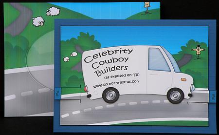 3D Cowboy Builders Van Animated Moveable Decoupage Card Kit by Suzi Cooper