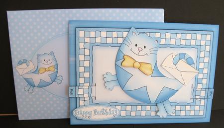 3D Curious Cat Animated Moveable Decoupage Card Kit by Suzi Cooper