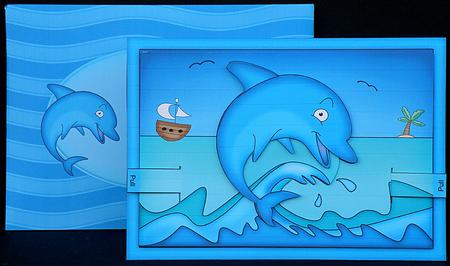 3D Dolphin Animated Moveable Decoupage Card Kit by Suzi Cooper