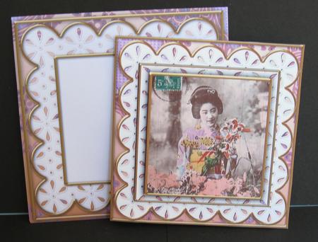 Oriental Flower Girl Anglaise Scallop Square 3D Card Kit by Suzi Cooper