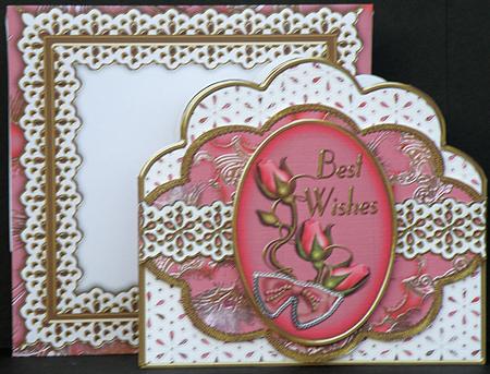 Pink Rose Best Wishes Lace Scallop 3D Decoupage Kit by Suzi Cooper